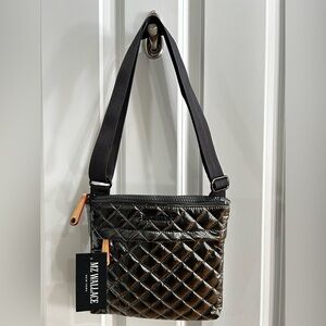 MZ Wallace Metro Flat Crossbody in Dark Silver / metallic gunmetal color BNWT